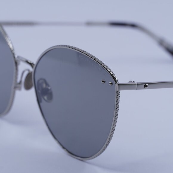 Bottega Veneta BV0259S 002 Sunglasses Silver Cat Eye Frame, Silver Lenses main image 8